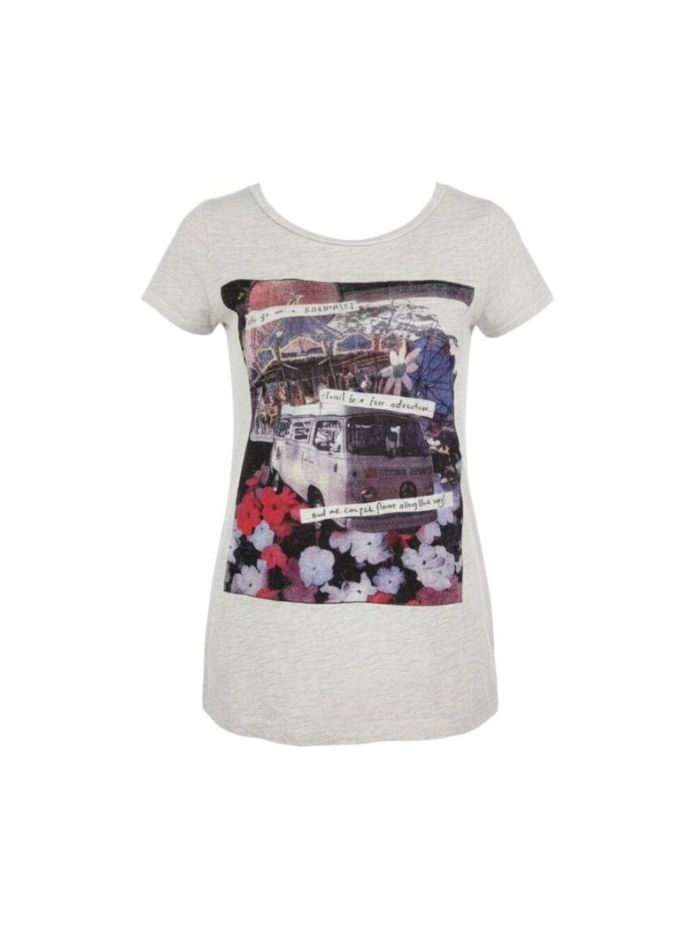 Divided Graphic Print T-Shirt Womens Gray Short Sleeve 8